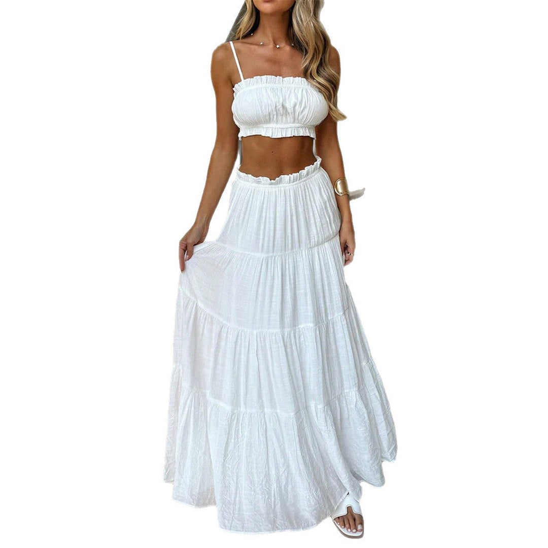Damer elegant maxiklänning med volanger, idealisk som sommar- eller festklänning. Boho-stil med puffärmar.