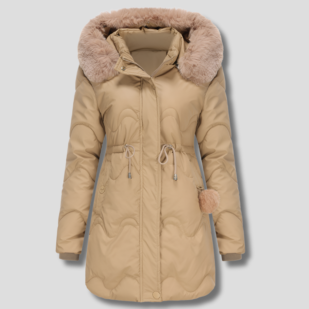 Slitstark vattenavvisande dam parkas Victoria. Lång ytterplagg som håller dig torr & varm under höst och vinter.
