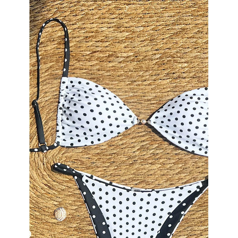 Lågskuren prickig bikini-trosa för dam. Bekväma och eleganta badkläder, perfekta för pool & strand.