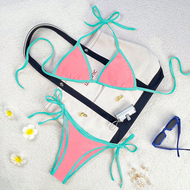 Minimalistisk dam triangelbikini, justerbara band för stilren look och ultimat komfort.