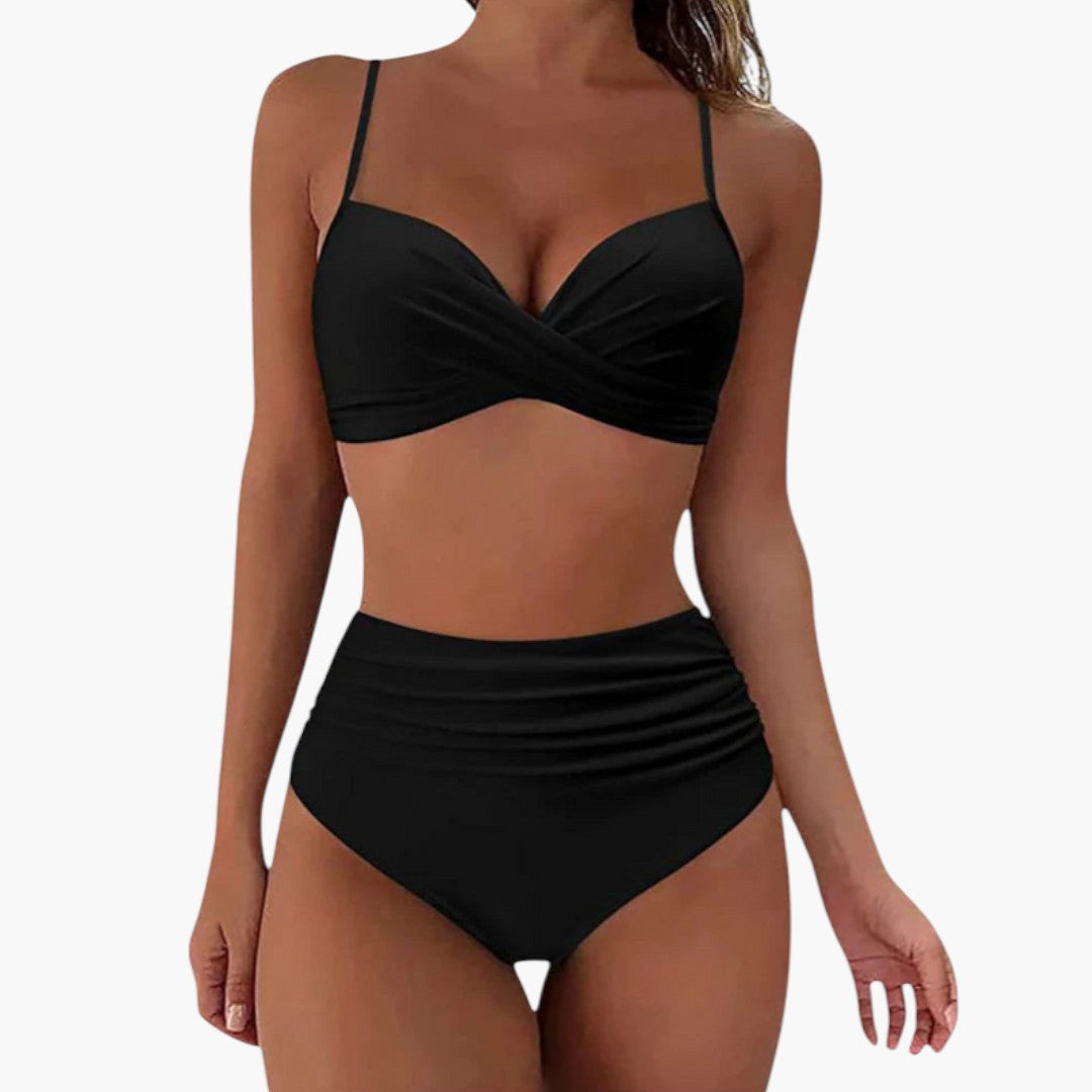 Blommönstrad dambikini med justerbar trekantstopp, bekväma badkläder för sommar och strandmode.