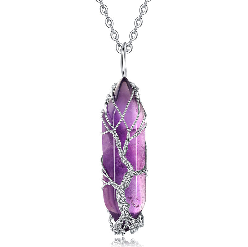 Elegant silverhalsband för kvinnor, Livets Träd med fängslande ädelsten.