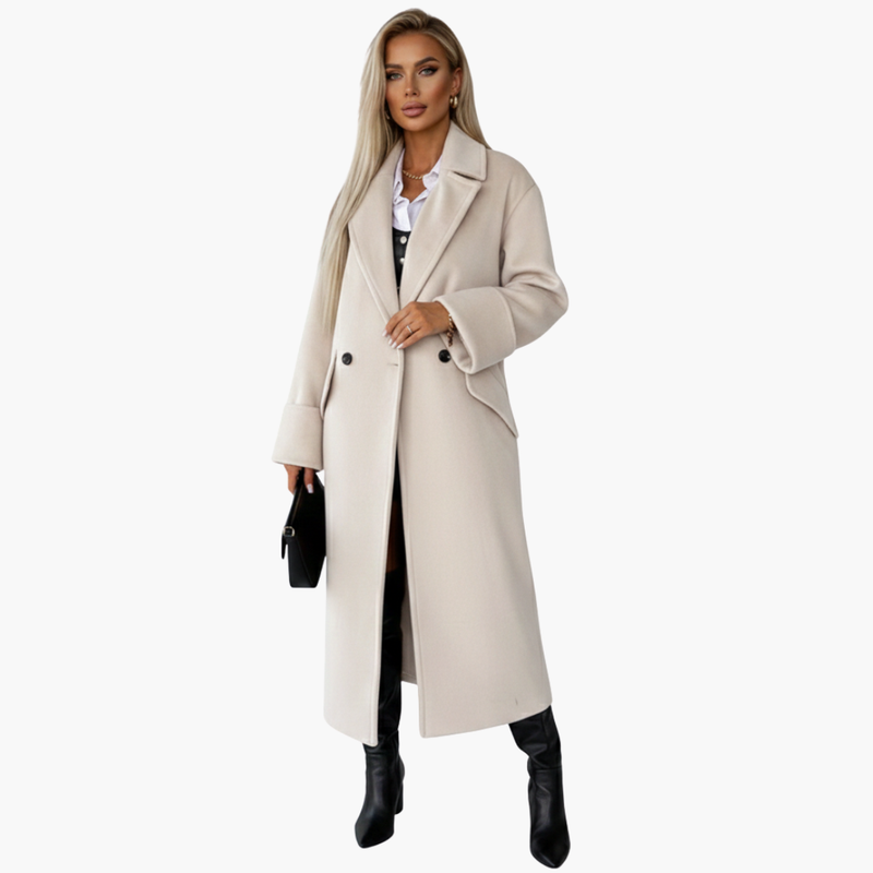 Elegant damkappa med slagkrage, perfekt ytterplagg för stilfulla kvinnor under höst & vinter.