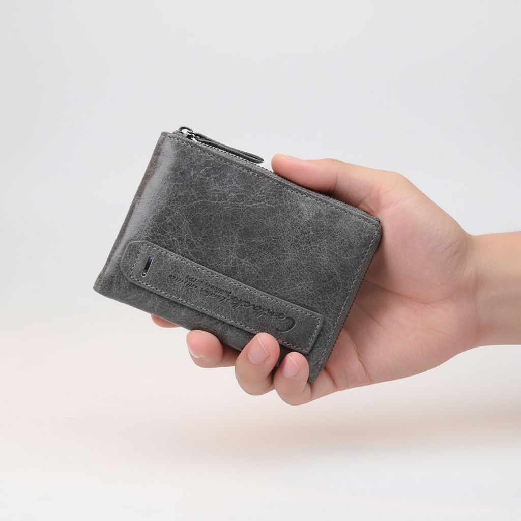 Funktionell damplånbok i kort läderdesign. Smart organisation för kort och sedlar, en elegant vardagsplånbok.