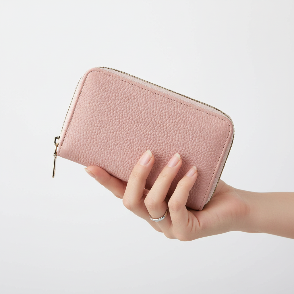Mångsidig damplånbok i svart PU-läder. Säker låsning, elegant design och effektiv kortorganiserare.