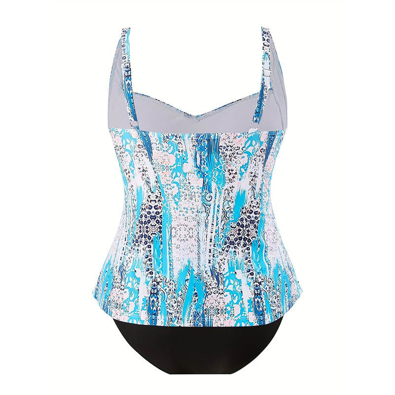 Figursmickrande damtankini med justerbara band & bra stöd. Snygg modetankini för bekväma bad.
