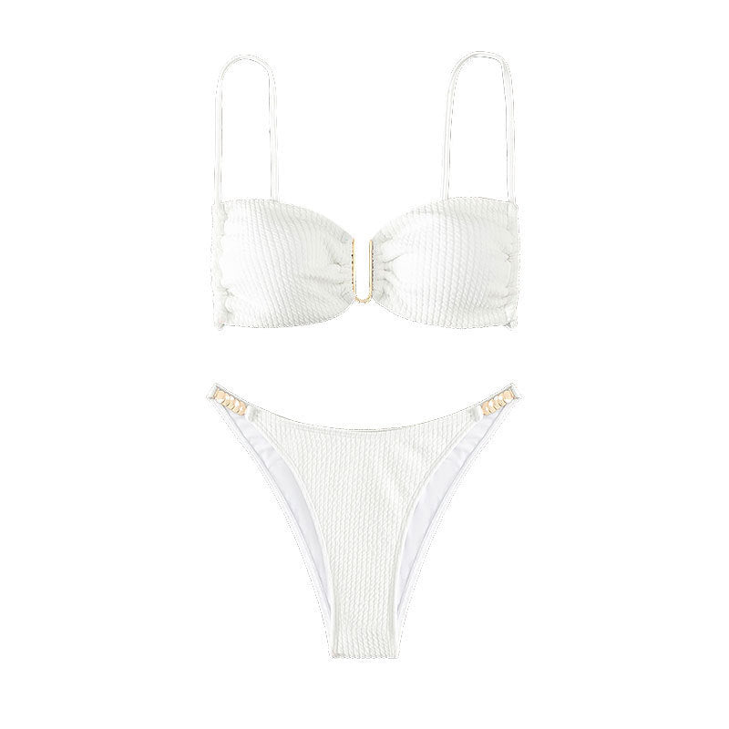 Stilren damtriangelbikini med stödband. Perfekt för kvinnor som söker elegant badkläder.