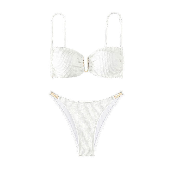 Stilren damtriangelbikini med stödband. Perfekt för kvinnor som söker elegant badkläder.