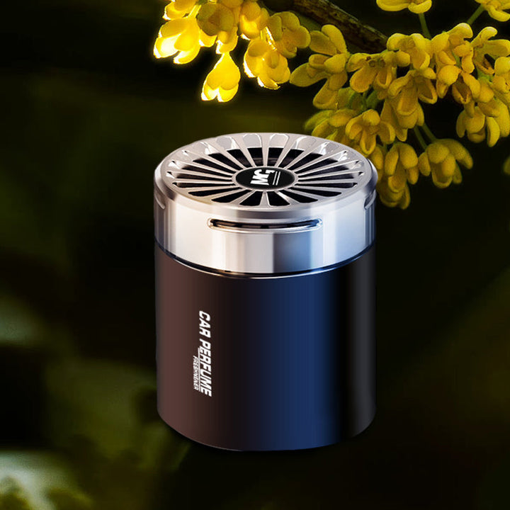 Elegant doftspridare för bil i frostat glas, ger en fräsch atmosfär med valbara dofter som lavendel och citron.