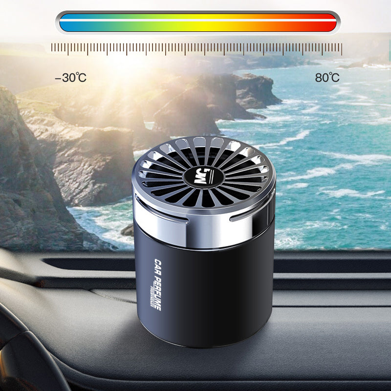 Elegant doftspridare för bil i frostat glas, ger en fräsch atmosfär med valbara dofter som lavendel och citron.