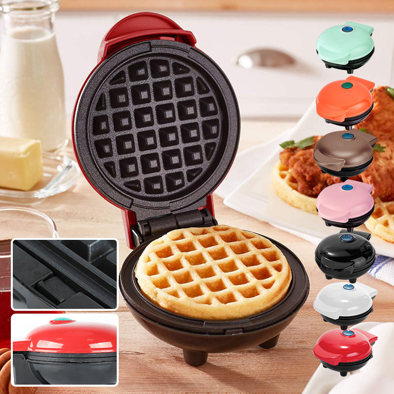 Kompakt elektriskt mini-våffeljärn med non-stick-beläggning, perfekt för små kök och resor.