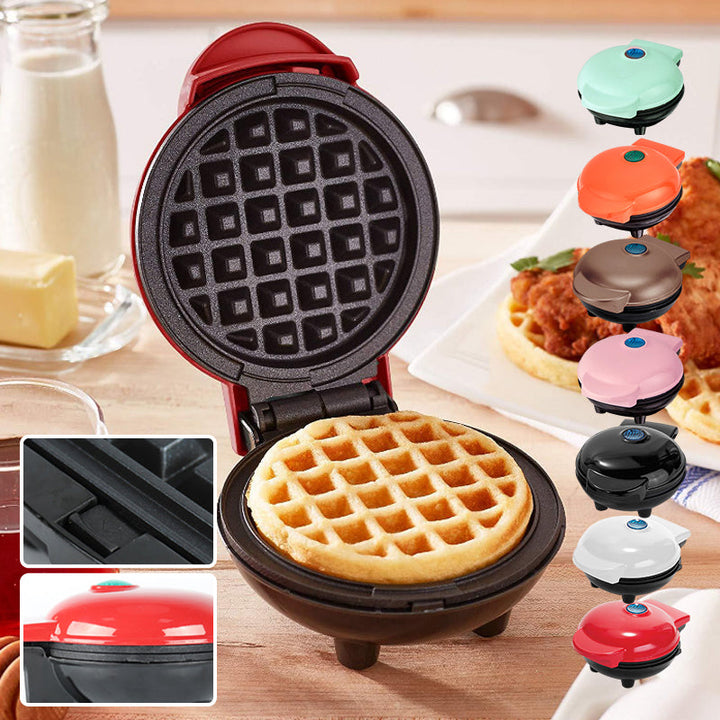 Kompakt elektriskt mini-våffeljärn med non-stick-beläggning, perfekt för små kök och resor.