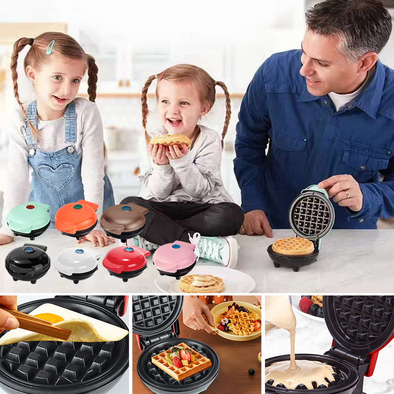 Kompakt elektriskt mini-våffeljärn med non-stick-beläggning, perfekt för små kök och resor.