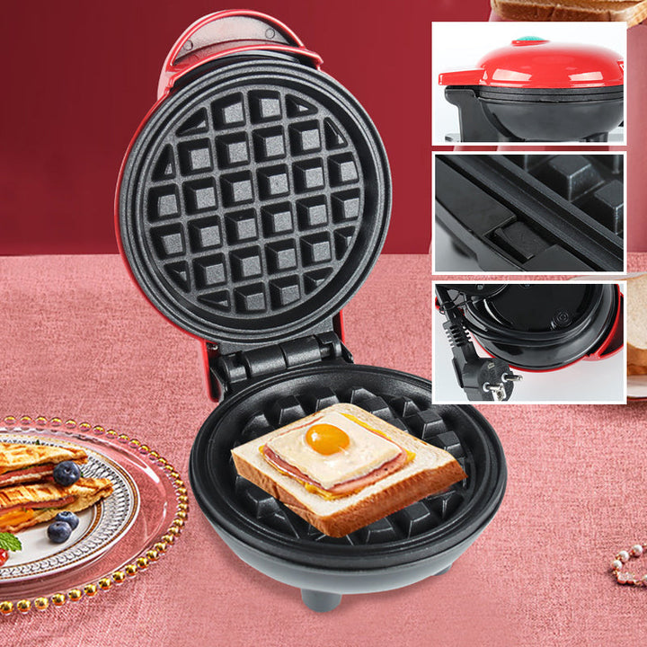 Kompakt elektriskt mini-våffeljärn med non-stick-beläggning, perfekt för små kök och resor.