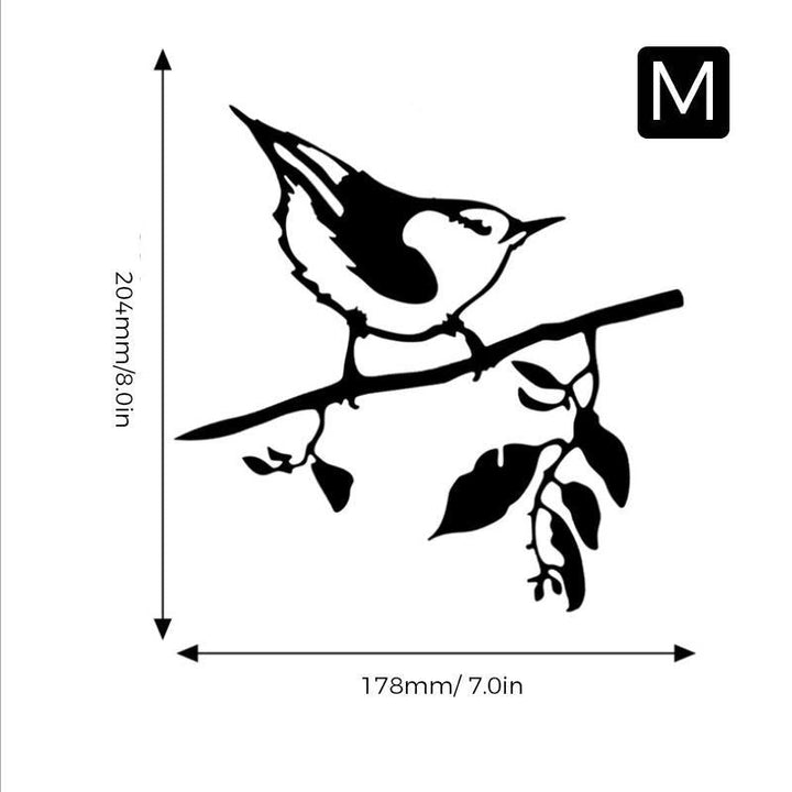 Elegant fågeldekoration i svart järn för heminredning och trädgårdsdekor, stilfull och hållbar design.