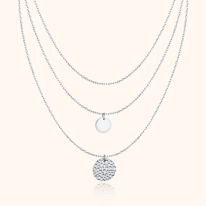 Modernt guldpläterat flerskiktshalsband med flera cirklar. Elegant damsmycke, perfekt accessoar för alla tillfällen.