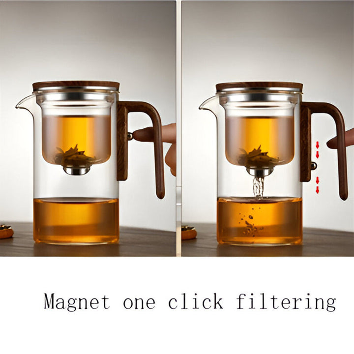 Enkel och elegant glastekanna med tesil, ett måste för varje teentusiast som älskar löste.