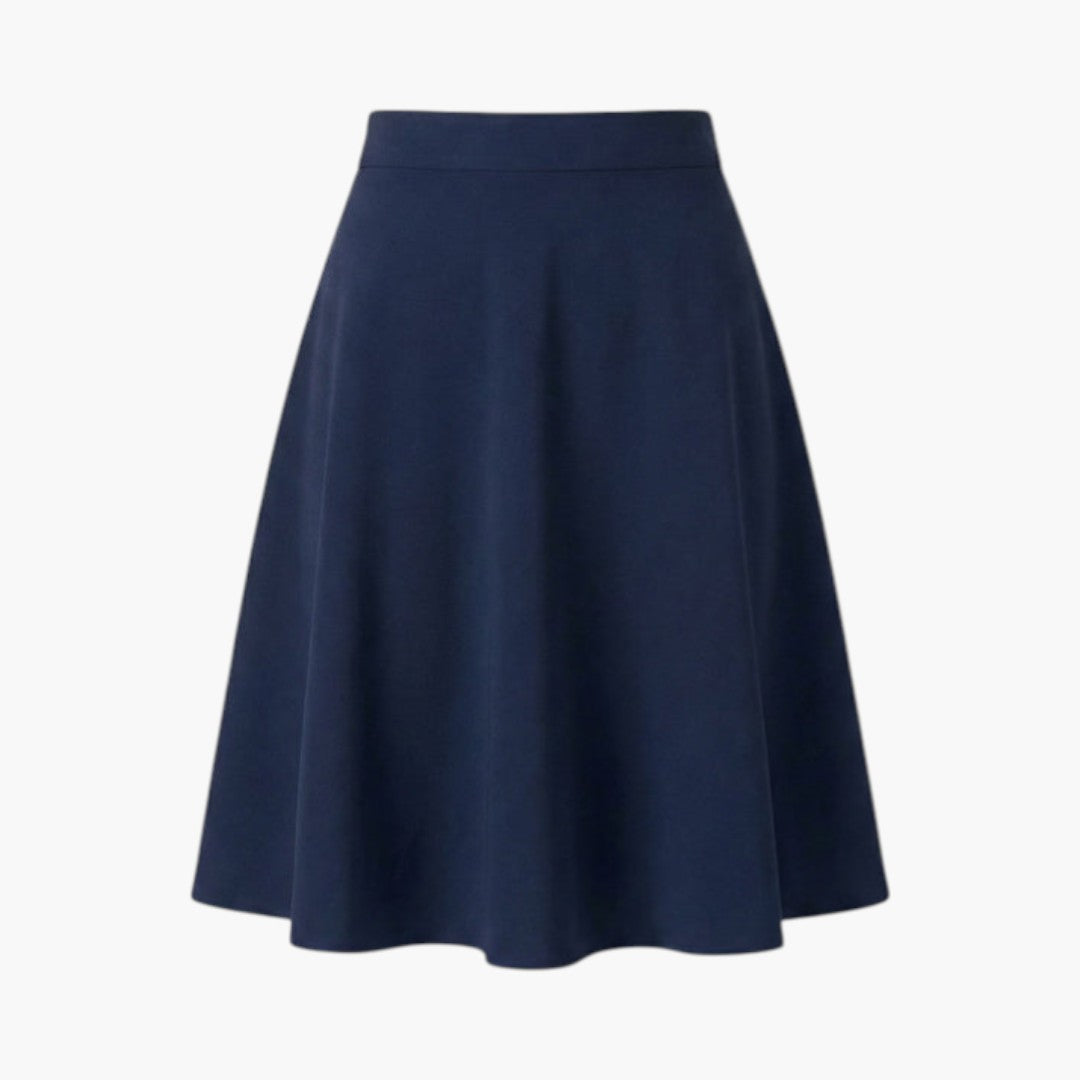 Knälång högmidjad kjol för kvinnor. Elegant stil, perfekt för både vardag och fest.