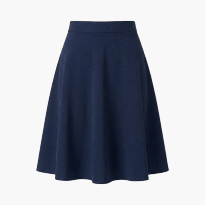 Knälång högmidjad kjol för kvinnor. Elegant stil, perfekt för både vardag och fest.