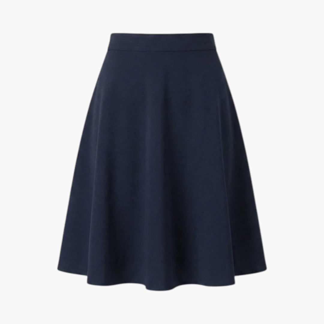 Bekväm och elegant högmidjad kjol för kvinnor. Knälång med perfekt passform för dammode.