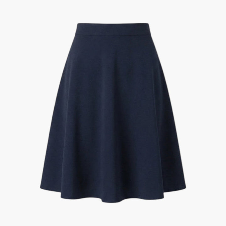 Bekväm och elegant högmidjad kjol för kvinnor. Knälång med perfekt passform för dammode.