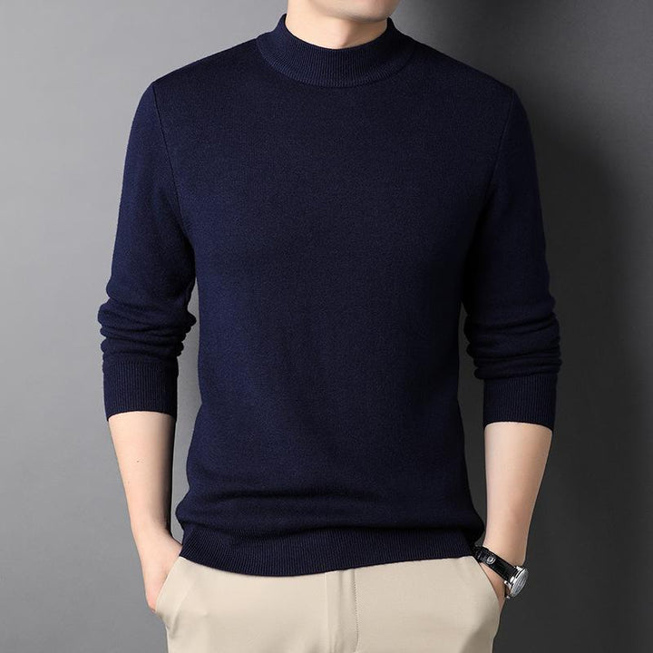 Herrhalspolo i fleece, elegant, tjock och varm, tillgänglig i marinblå, beige, vinröd, svart, mörkgrön, ljusgrå.
