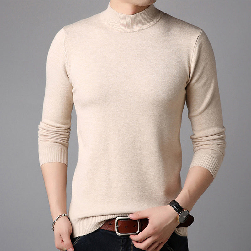 Herrhalspolo i fleece, elegant, tjock och varm, tillgänglig i marinblå, beige, vinröd, svart, mörkgrön, ljusgrå.