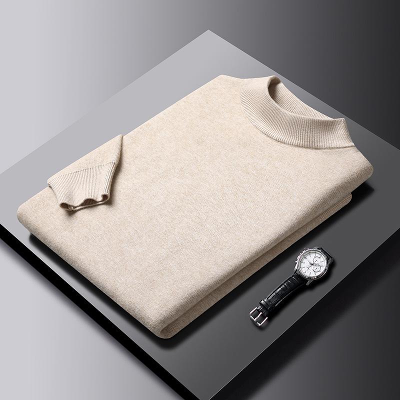 Herrhalspolo i fleece, elegant, tjock och varm, tillgänglig i marinblå, beige, vinröd, svart, mörkgrön, ljusgrå.