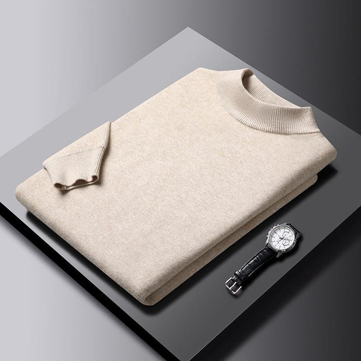 Herrhalspolo i fleece, elegant, tjock och varm, tillgänglig i marinblå, beige, vinröd, svart, mörkgrön, ljusgrå.