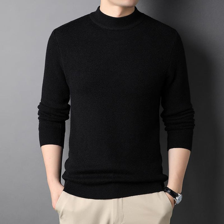 Herrhalspolo i fleece, elegant, tjock och varm, tillgänglig i marinblå, beige, vinröd, svart, mörkgrön, ljusgrå.