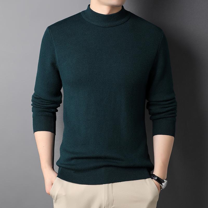 Herrhalspolo i fleece, elegant, tjock och varm, tillgänglig i marinblå, beige, vinröd, svart, mörkgrön, ljusgrå.