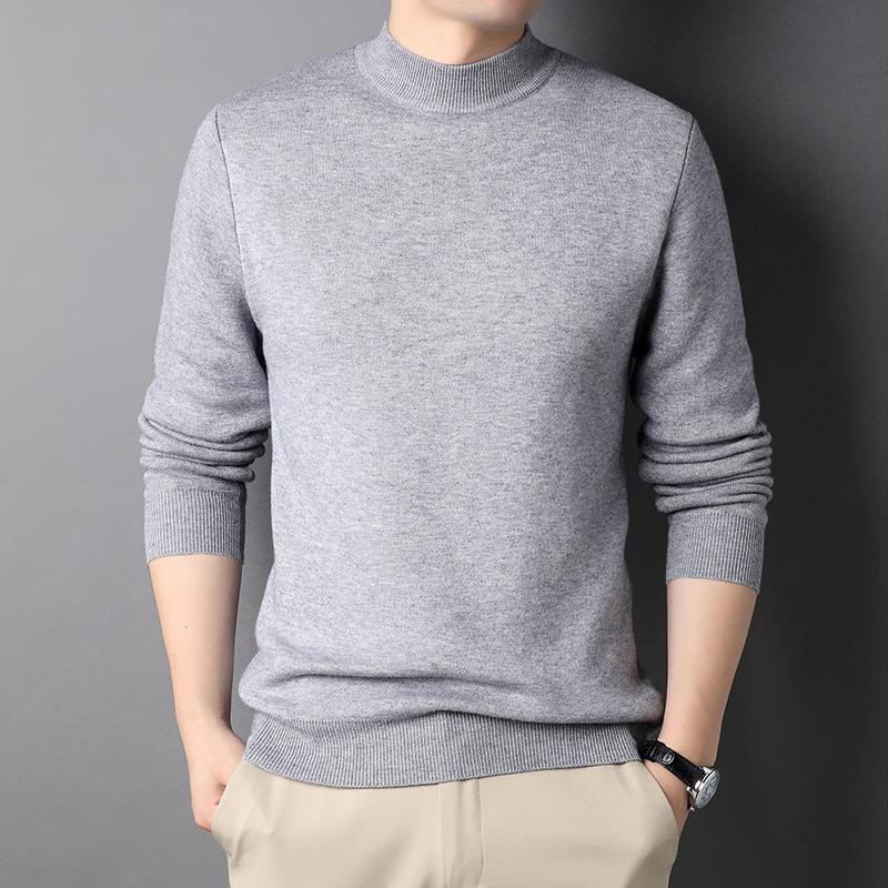 Herrhalspolo i fleece, elegant, tjock och varm, tillgänglig i marinblå, beige, vinröd, svart, mörkgrön, ljusgrå.