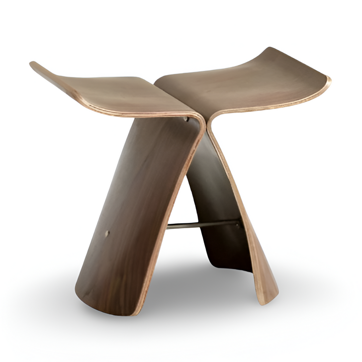 Elegant massivträ hocker i svart valnöt för trädgården. Handgjord pall som tål utomhusmiljö.