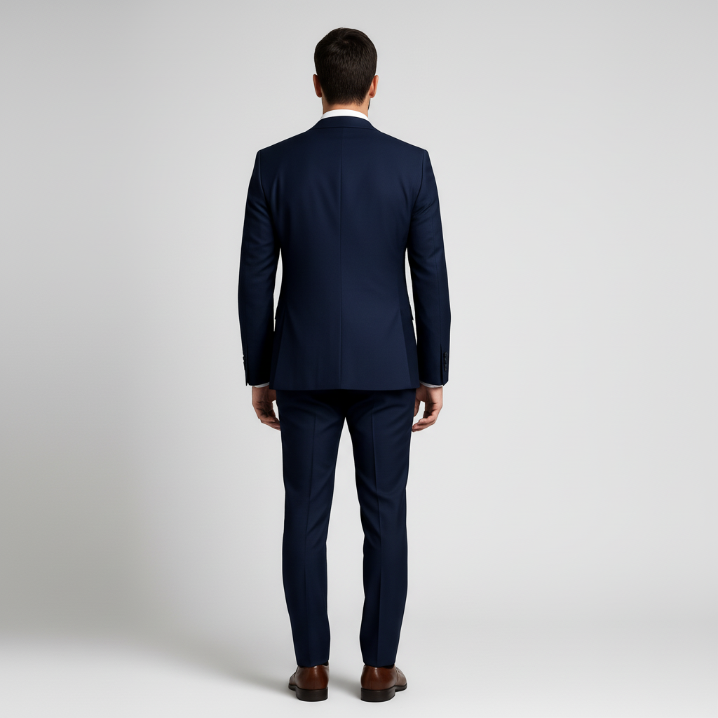 Svart herr 3-delad kostym med väst, tidlös look för formella event.
