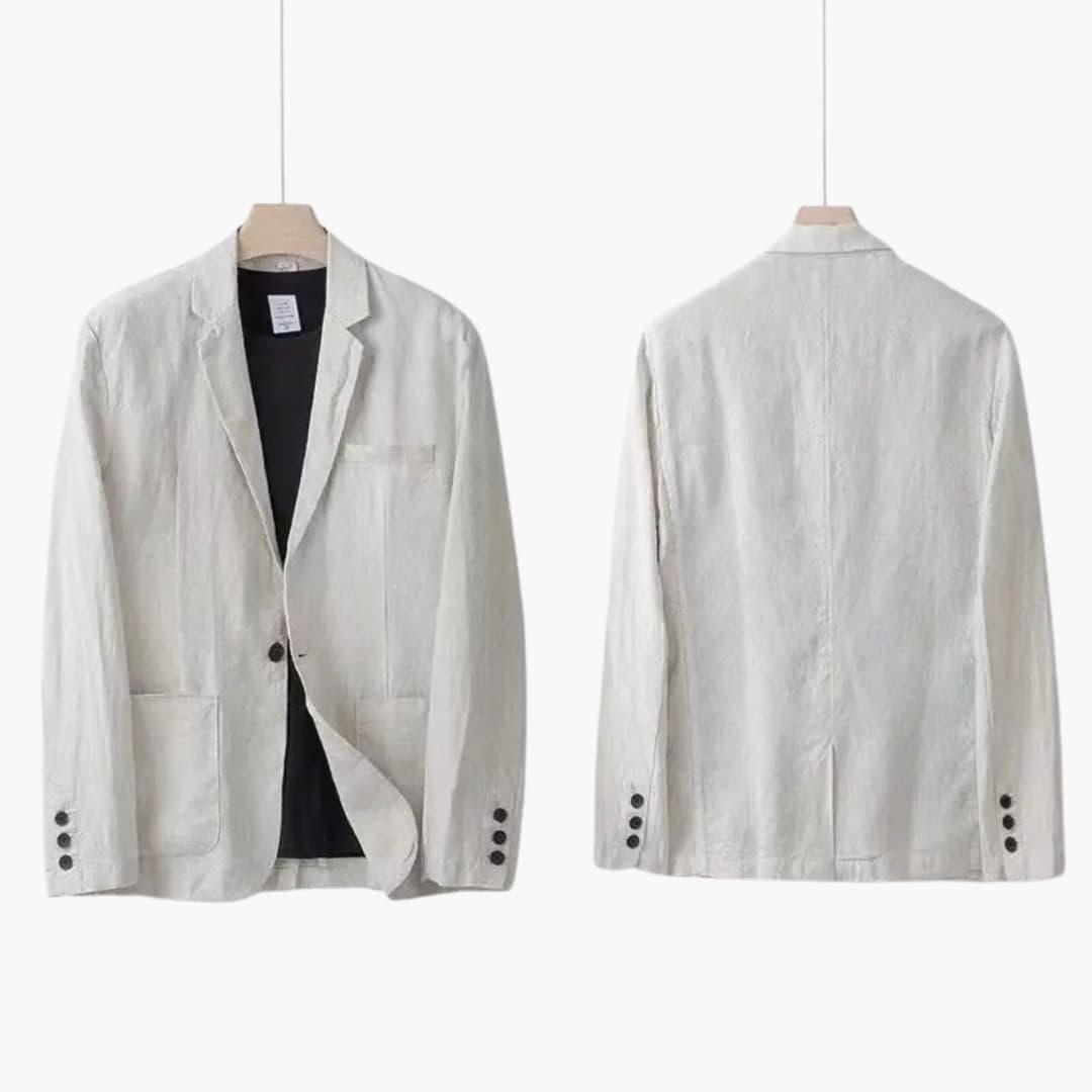 Modern elegant herr kostym med slimmad kavaj & raka byxor. Klassisk herrmode för bröllop & affärsmöten.