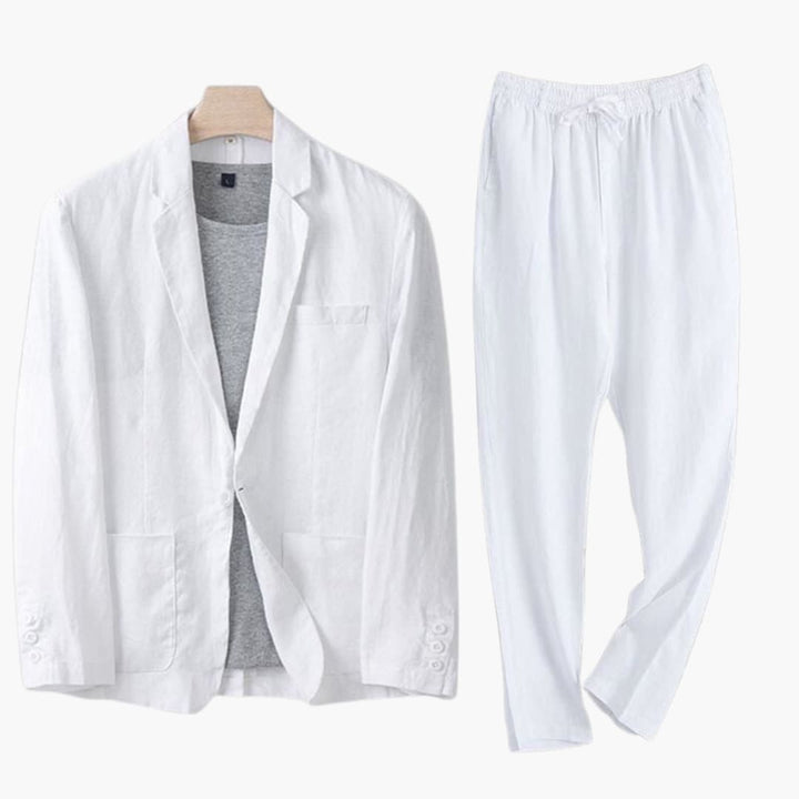 Komplett elegant herr kostymset med kavaj & byxor för en sofistikerad business-look. Klassisk herrmode.