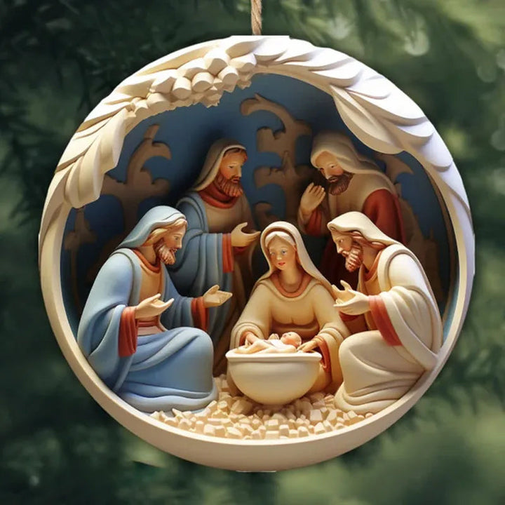 "Elegant keramisk juldekoration med klassisk design, skapar festlig charm och värme i hemmet."