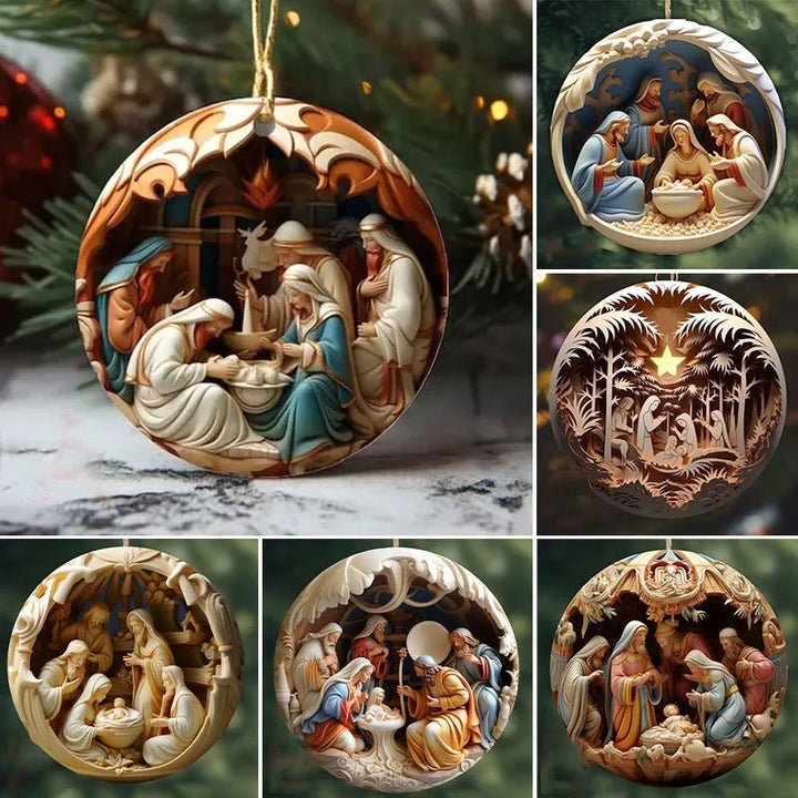 "Elegant keramisk juldekoration med klassisk design, skapar festlig charm och värme i hemmet."