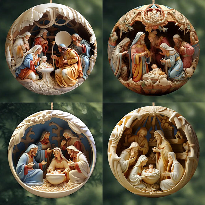 "Elegant keramisk juldekoration med klassisk design, skapar festlig charm och värme i hemmet."