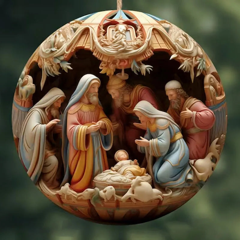 "Elegant keramisk juldekoration med klassisk design, skapar festlig charm och värme i hemmet."