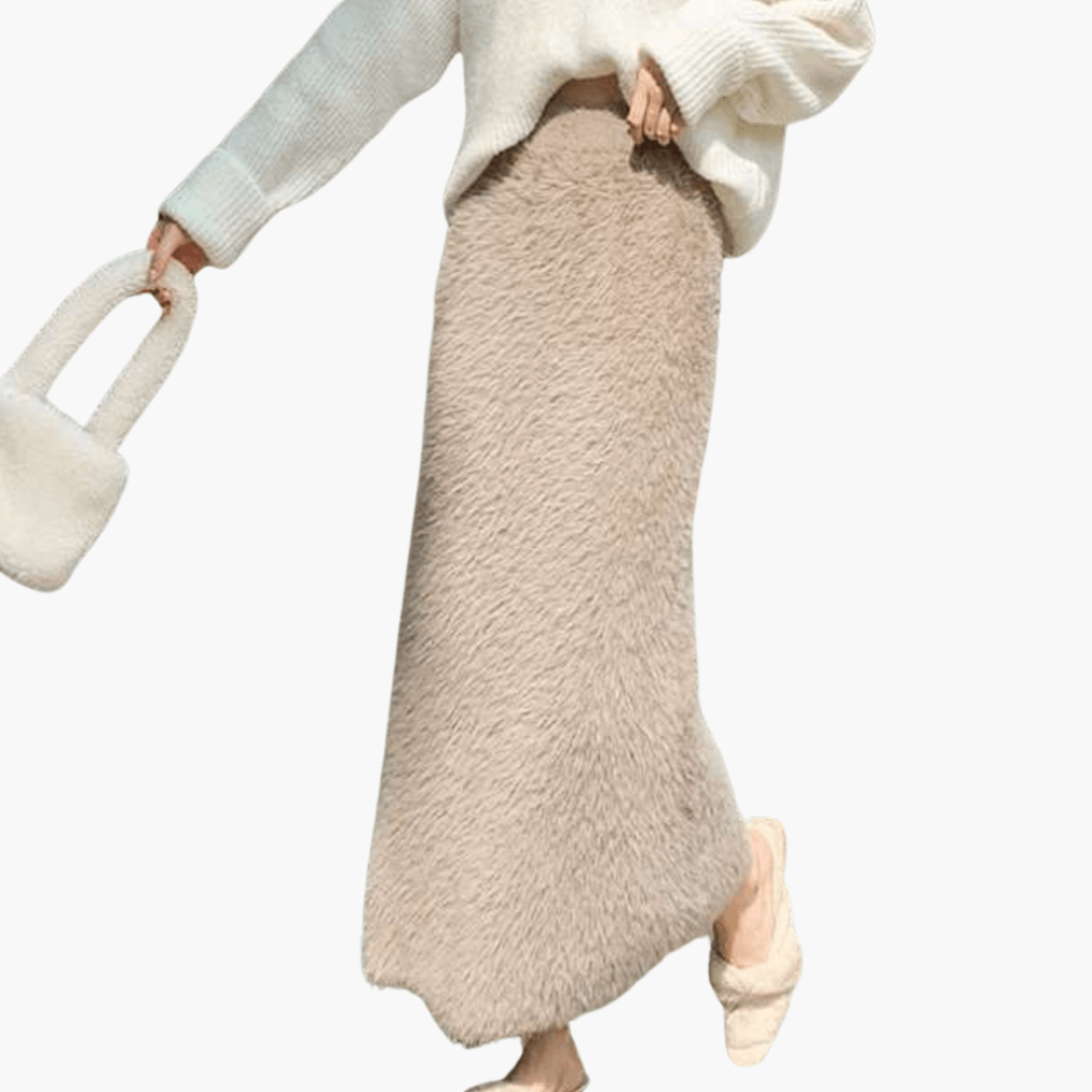 Komfortabel högmidjad A-linje långkjol i khaki för dam, mångsidig för både vardag och fest.