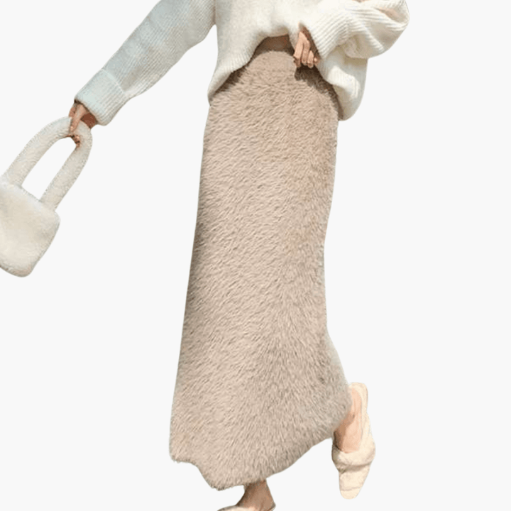 Komfortabel högmidjad A-linje långkjol i khaki för dam, mångsidig för både vardag och fest.