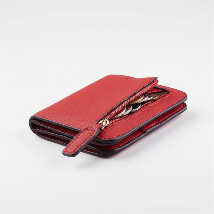 Mångsidig läderplånbok dam med RFID-skydd, kompakt design. Elegant och säker korthållare, en essentiell accessoar.