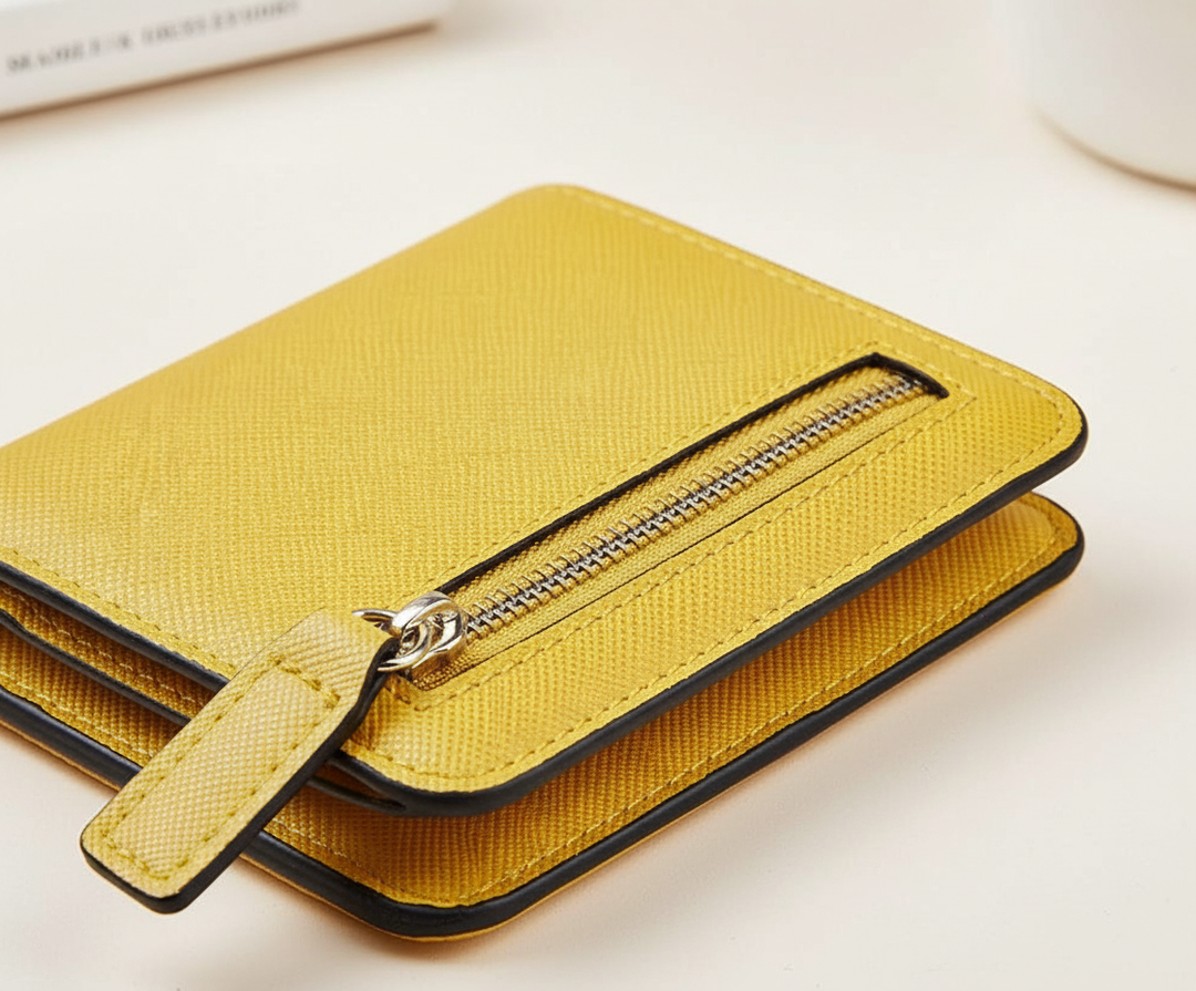 Kompakt läderplånbok dam, perfekt som korthållare. Elegant accessoar med RFID-skydd för modern kvinnlig stil.