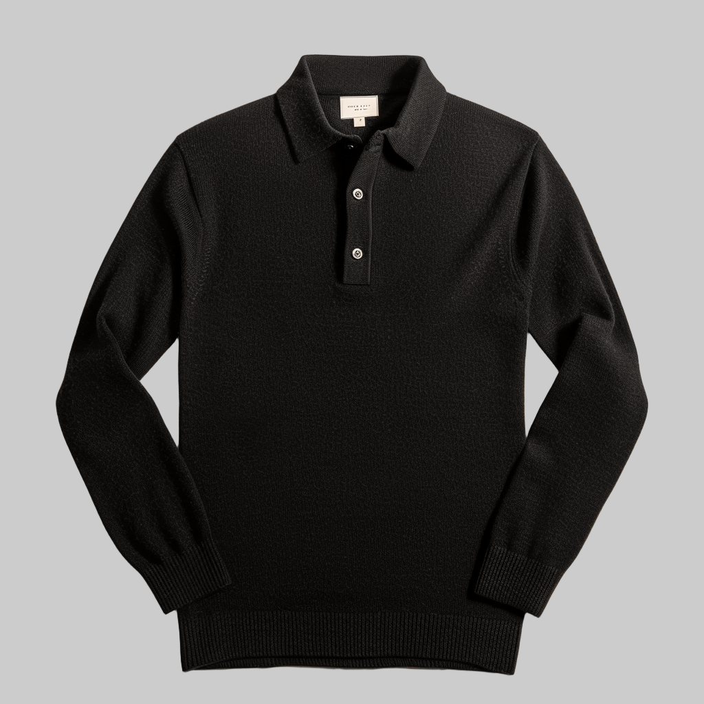 Bekväm långärmad polotröja för herr, idealisk för en elegant vardagsstil. En tidlös stickad tröja.