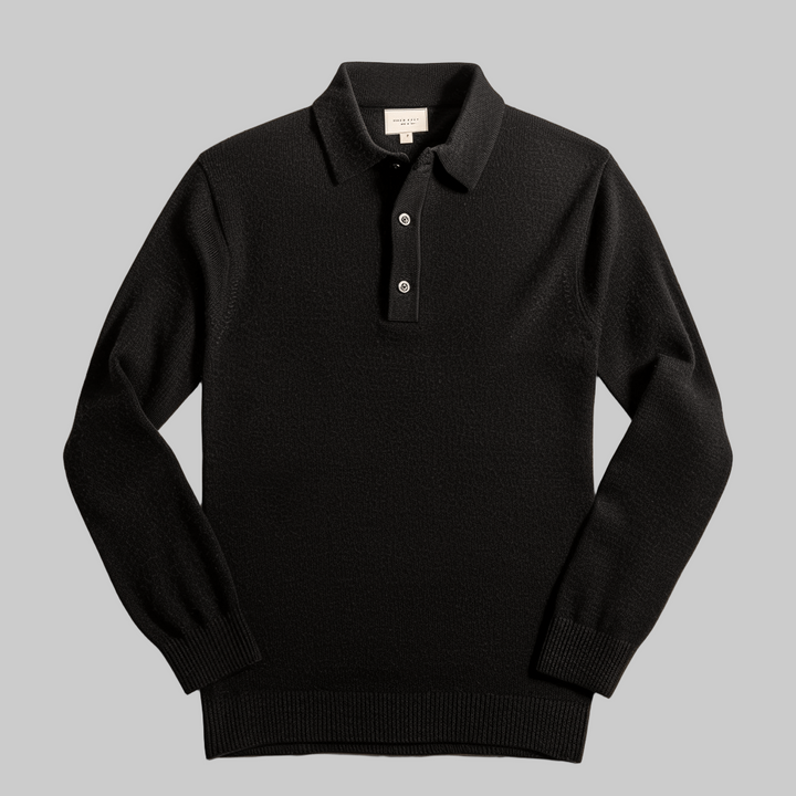 Bekväm långärmad polotröja för herr, idealisk för en elegant vardagsstil. En tidlös stickad tröja.