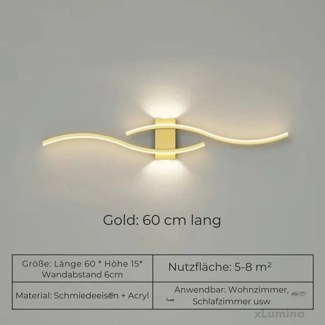 Modern LED vägglampa som visar elegant linjär väggbelysning för hemmet