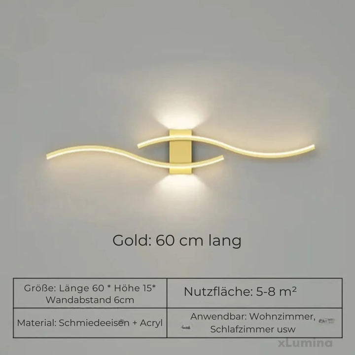 Modern LED vägglampa som visar elegant linjär väggbelysning för hemmet