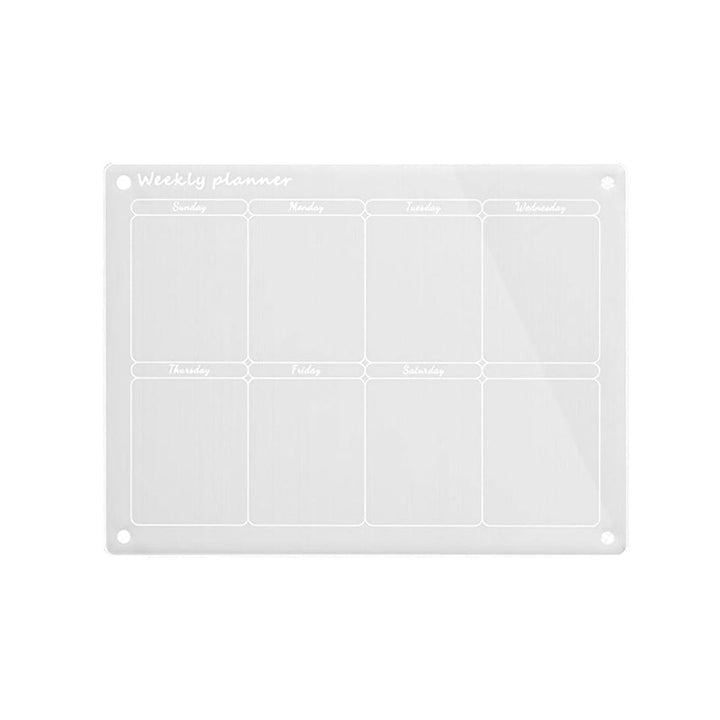 Elegant magnetisk akrylplanerare, genomskinlig, fästes på kylskåp för effektiv, stilren daglig organisering.