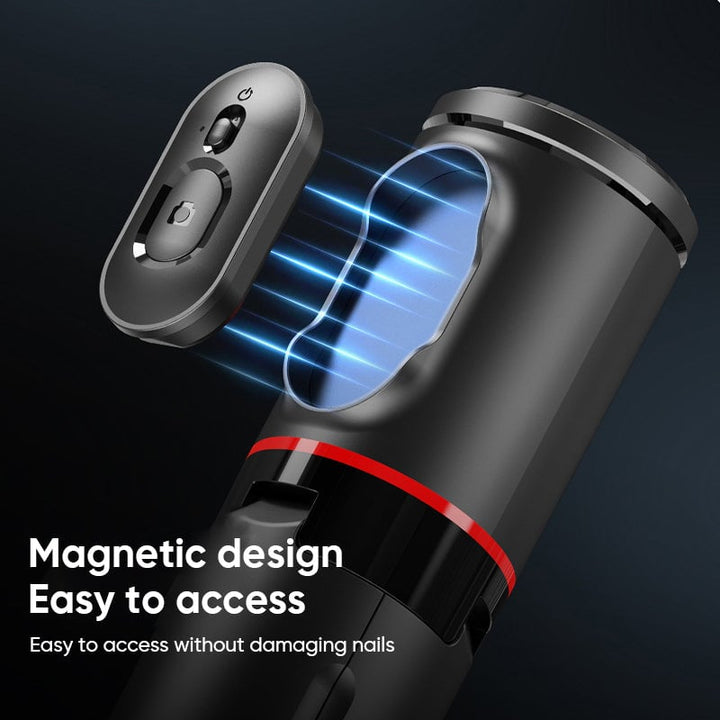 "Elegant magnetiskt Bluetooth selfiestativ, lätt och utdragbar design med fjärrkontroll för flexibel fotografering."